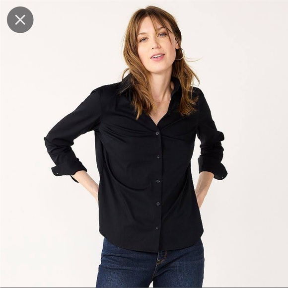 Timing Tops Timing Black Button Up Blouse Poshmark